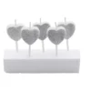 Velas Corazones Plateados 5 ud