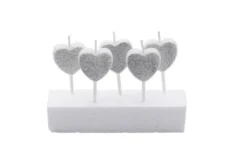 Velas Corazones Plateados 5 ud