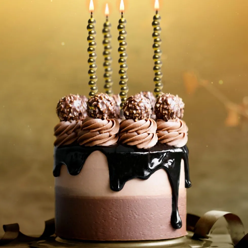 Velas Cumpleaños Burbujas Doradas 14 cm - 6 ud