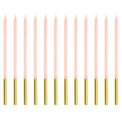 Velas Cumpleaños Rosa / Dorado 14 cm - 12 ud