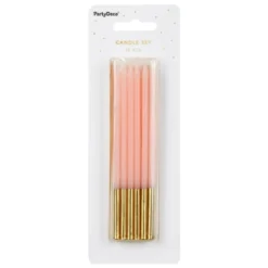 Velas Cumpleaños Rosa / Dorado 14 cm - 12 ud