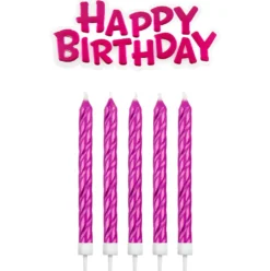 Velas Fucsias Happy Birthday